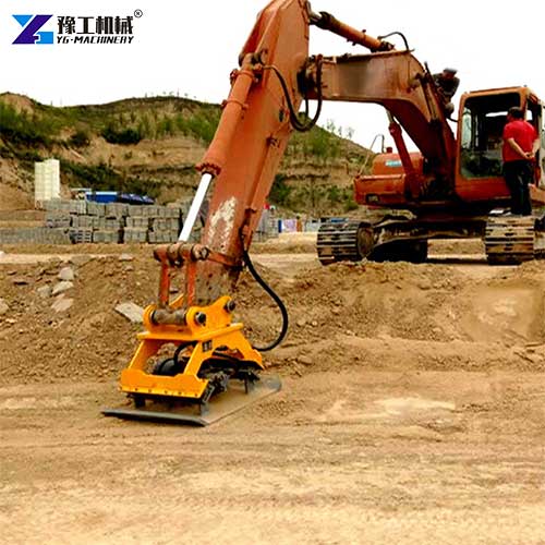 excavator vibrating plate construction site